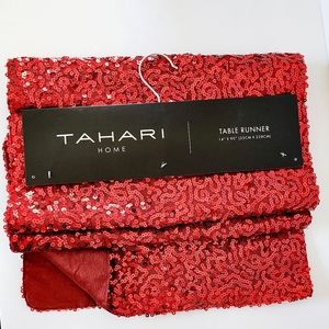 Tahari RED Sequins Table Runner Christmas Holiday Party Gift Wedding
